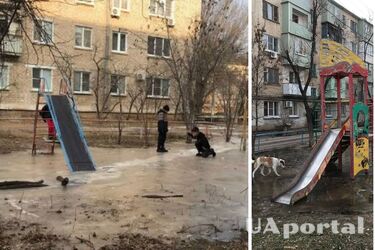 У російській Астрахані діти гралися на ковзанці з фекалій (фото)