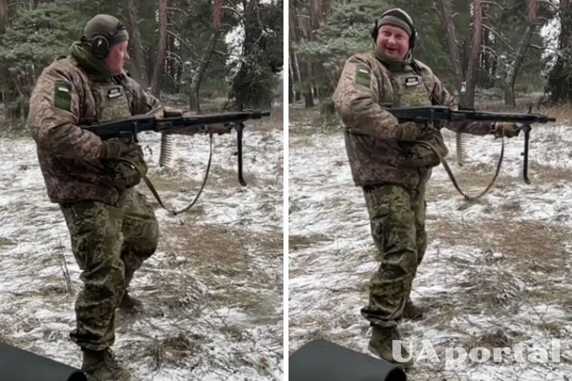 Украинский военный стреляет из немецкого пулемета MG-42