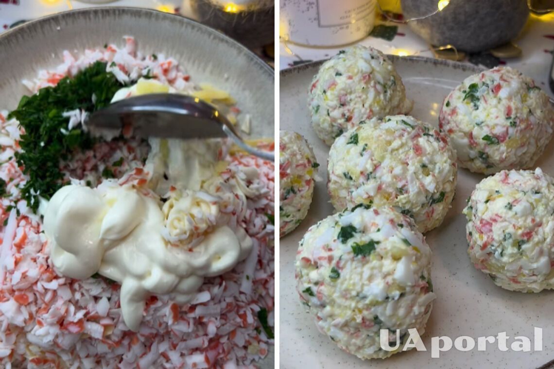 Рецепт новорічної закуски з крабовими паличками яйцями та плавленим сиром