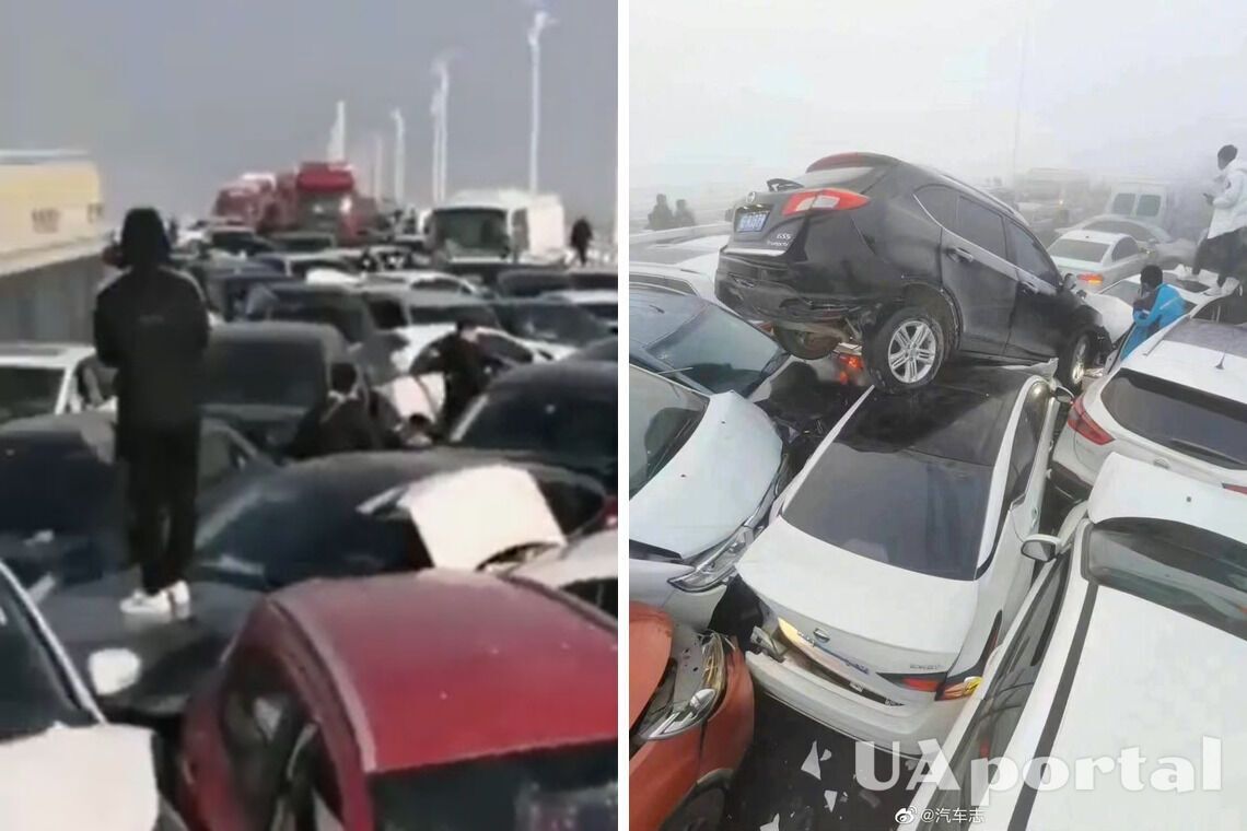 В Китае из-за сильного тумана столкнулись более 200 автомобилей (видео)
