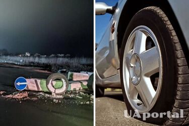 Пьяная женщина за рулем Peugeot протаранила блокпост и скрылась с места ДТП на пробитом колесе