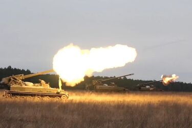 Работа украинских артиллеристов по позициям врага