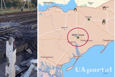 Пошкоджене залізничне полотно окупантів під Мелітополем