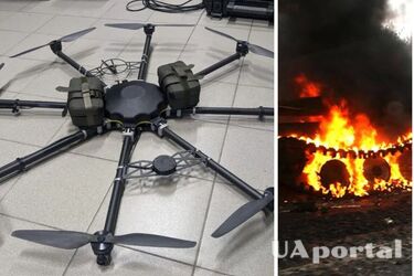 Бойовий дрон-бомбардувальник R18 провів нічне полювання на танк окупантів (відео)