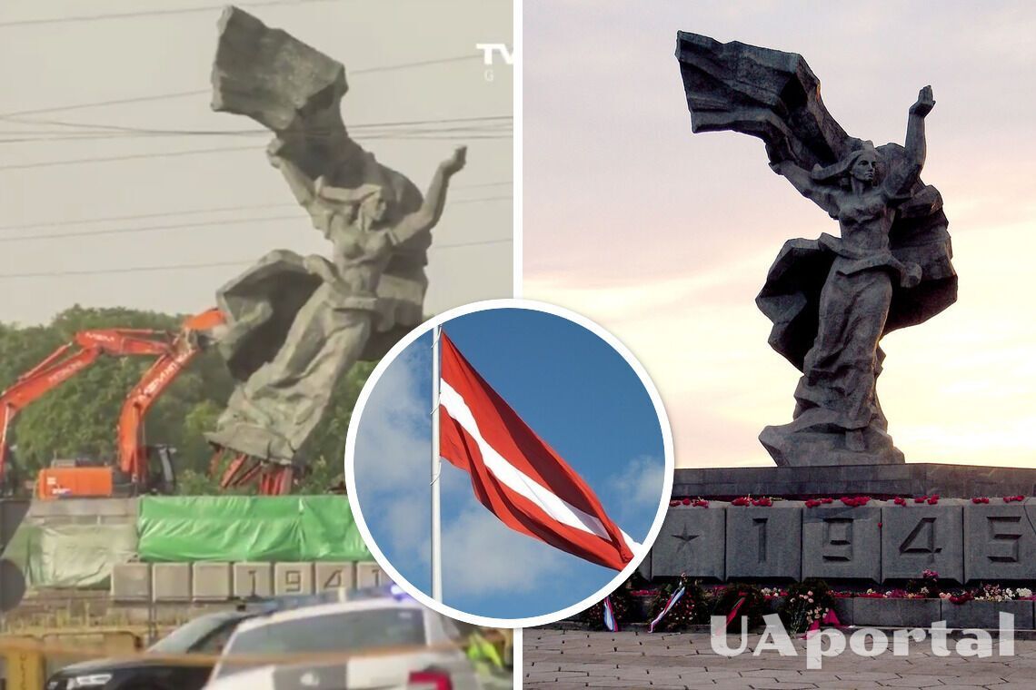  В Риге снесли памятник 'Освободителям советской Латвии'  (видео)