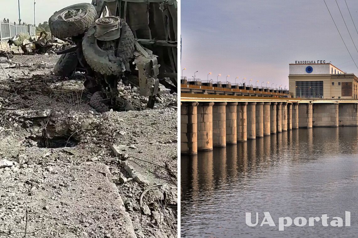 У мережі опублікували наслідки ударів HIMARS по Каховському мосту в момент проїзду техніки (відео 18+)