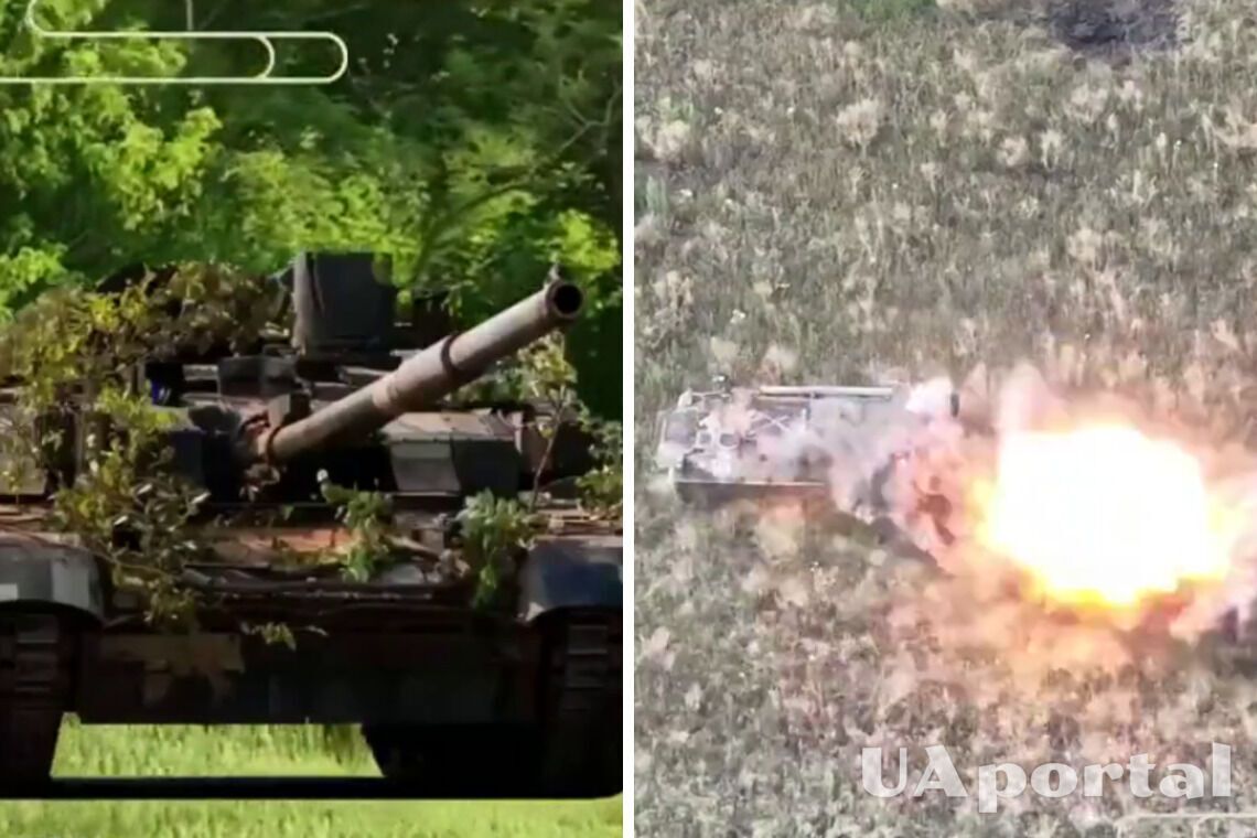 Украинский танк 'Булат' Т-64 БМ2 22 ОМПб уничтожил вражеский МТЛБ