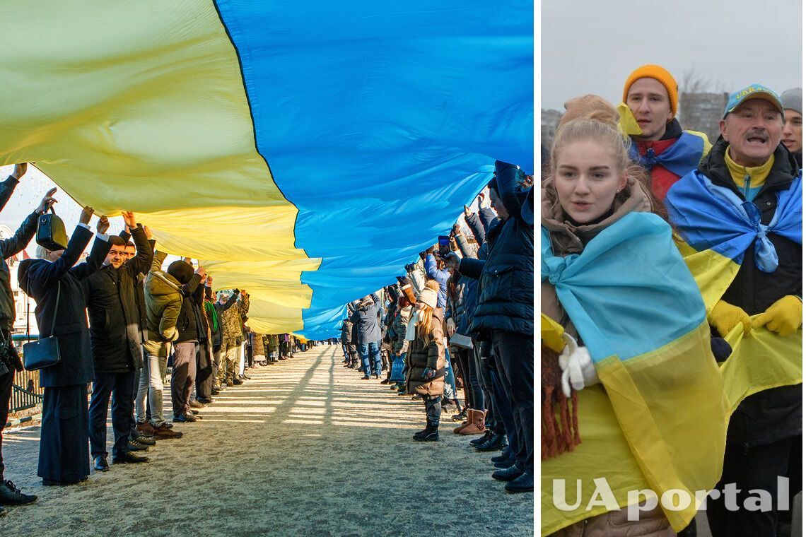 Украина едина - в Киеве левый и правый берега Днепра соединили 430 метровым флагом