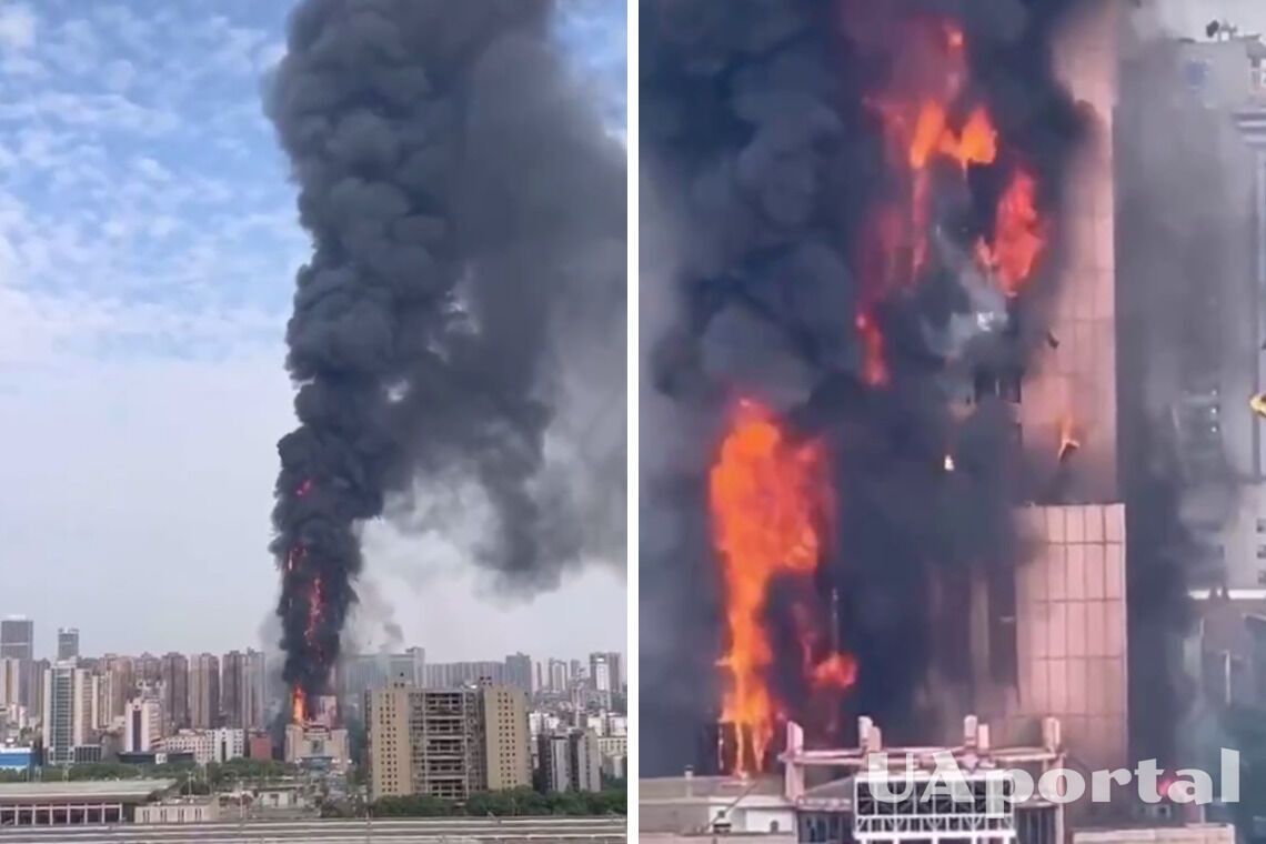 В Чанше, Китай, за 20 минут полностью сгорело офисное здание China-telecom