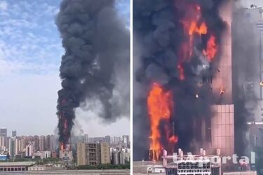В Чанше, Китай, за 20 минут полностью сгорело офисное здание China-telecom