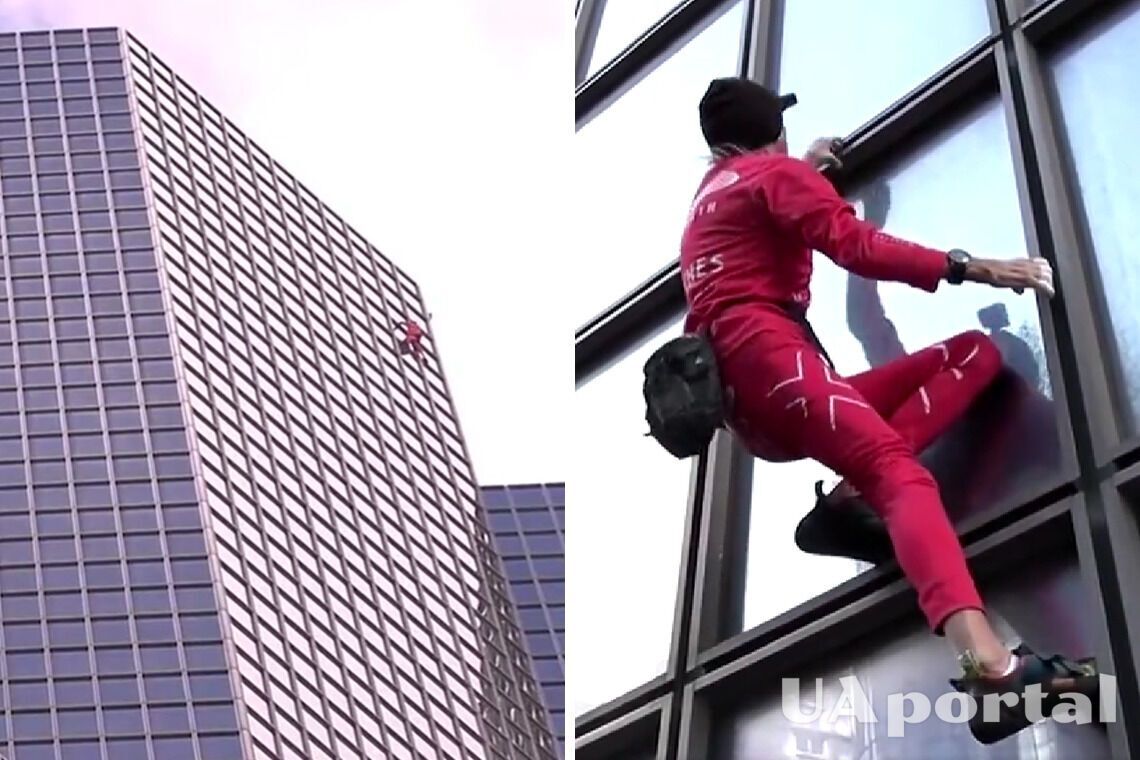 'Человек-паук' без страховки покорил 48-этажный небоскреб в Париже (видео)
