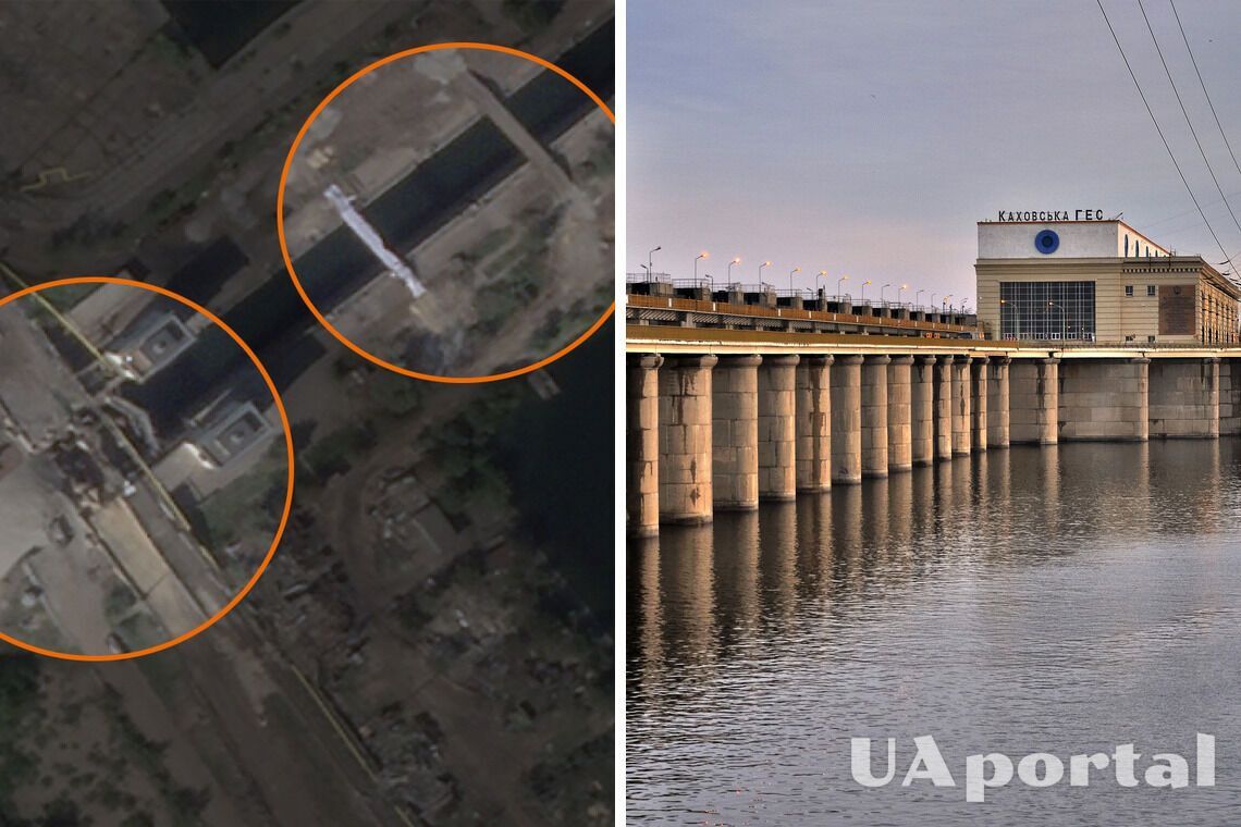 Оккупанты возводят переправы возле Каховской ГЭС (фото со спутника)