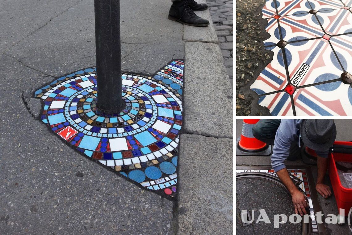 Вуличний художник перетворює міські ями на кольорову мозаїку 