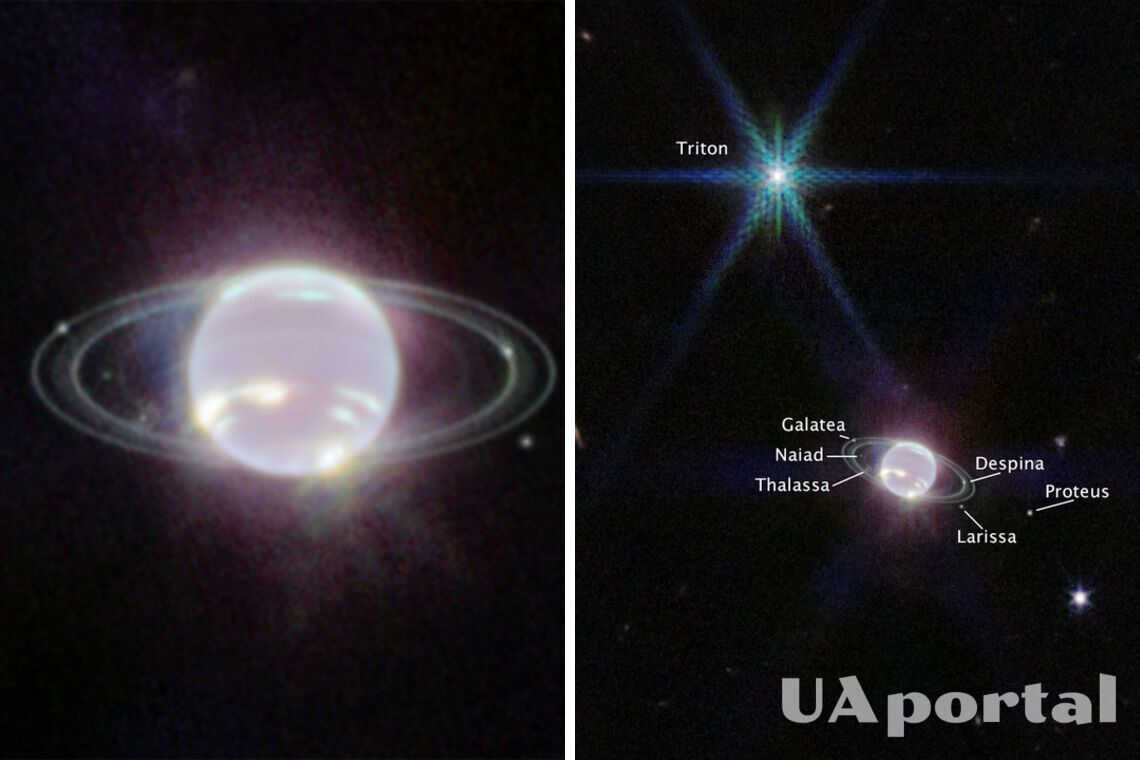 Фото кілець та супутників Нептуна зроблені космічним телескопом Джеймс Вебб