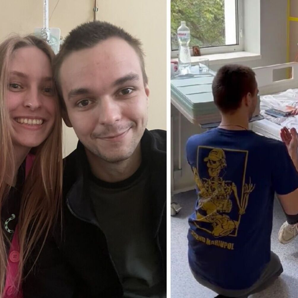 Звільнений захисник Маріуполя зробив пропозицію своїй дівчині прямо у лікарняній палаті (відео)