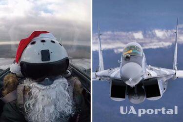 Український пілот за штурвалом винищувача Міг-29 у костюмі Санта-Клауса показав привітання для окупантів з Новим роком - відео