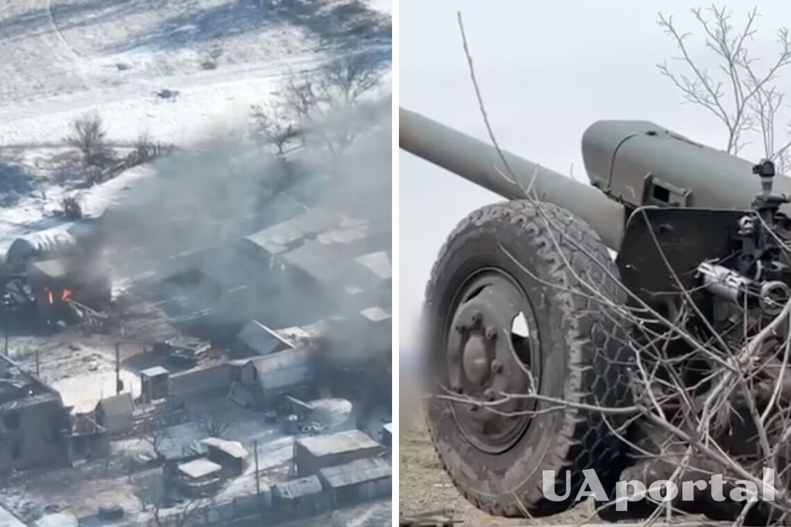 Бои за Бахмут - бригада быстрого реагирования эффектно уничтожила скопления оккупантов в Бахмуте с помощью артиллерии - видео