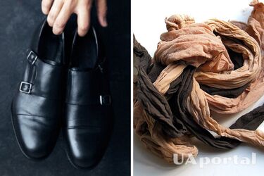 Как почистить кожаную обувь до блеска с помощью старых колгот и риценового масла.