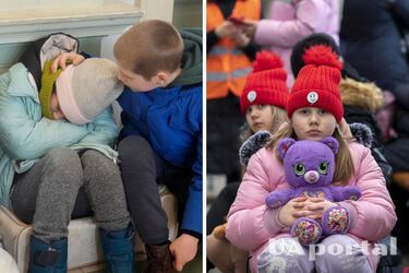 Українські діти тікають від війни