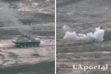 Украинские артиллеристы уничтожили вражеских операторов БПЛА, пехоту и БМД-4.