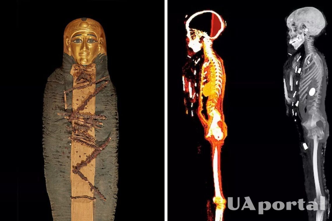 При исследовании мумии 'Золотого мальчика' ученые увидели у него золотой язык и амулет возле пениса (фото)