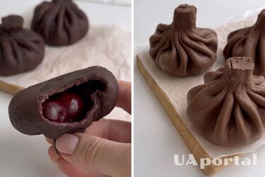 Шоколадные хинкали с вишнями