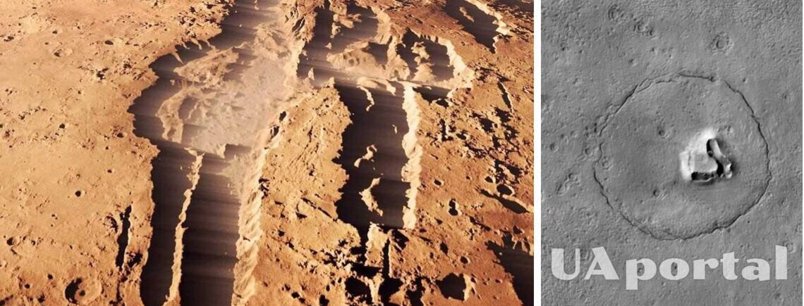 Ученые увидели на поверхности Марса мордочку медведя размером 2 км (фото)