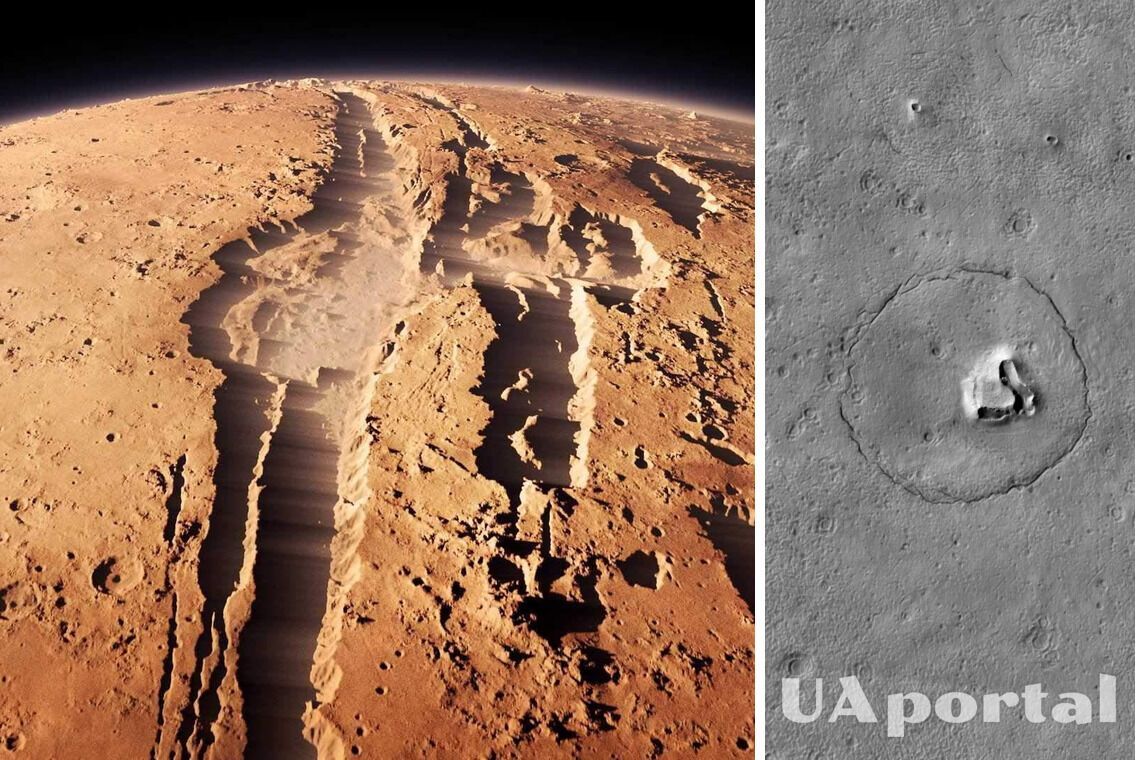 NASA показало фото поверхности Марса, напоминающего морду медведя