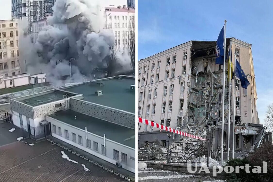 Появилось видео попадания российской ракеты в центре Киева возле дворца 'Украина'