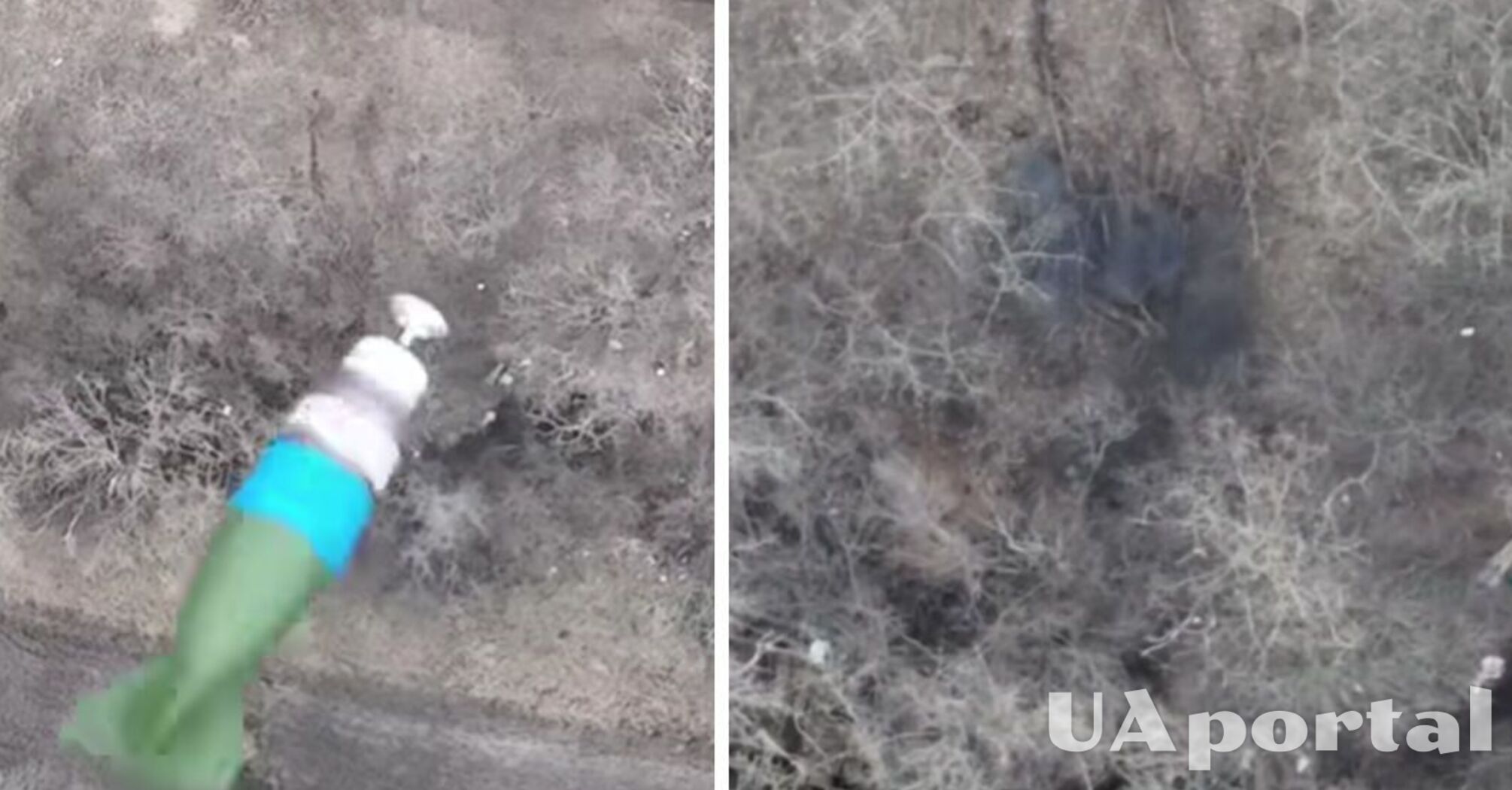 Воїни Бердянського батальйону з дрону закинули окупантам у схованку вибухівку: відео