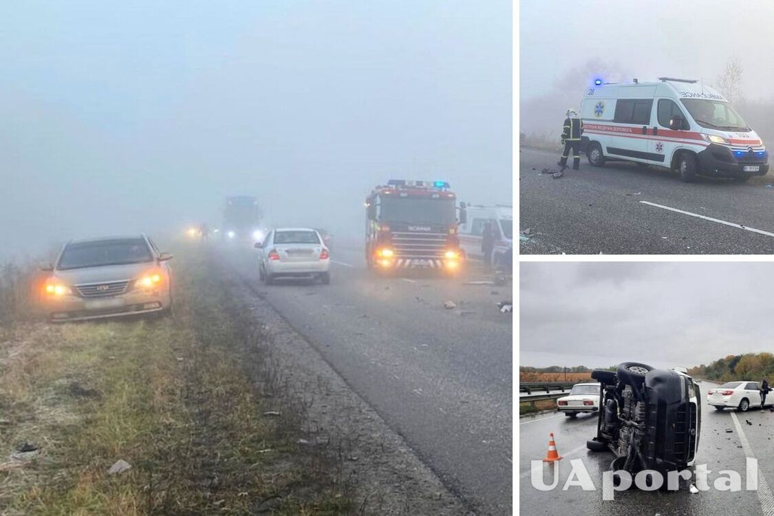 У Полтавській області через туман сталася масштабна ДТП: зіштовхнулися 10 автомобілів (відео)