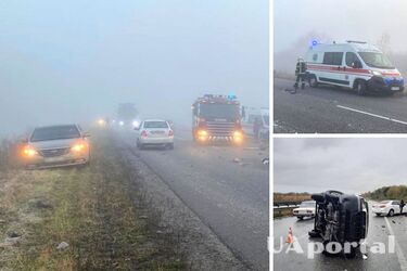 У Полтавській області через туман сталася масштабна ДТП: зіштовхнулися 10 автомобілів (відео)