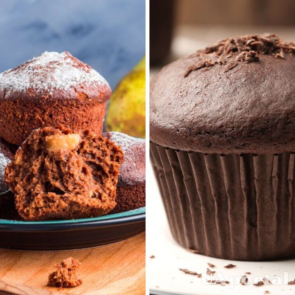 Recipe for chocolate muffins with pear: kids will be thrilled