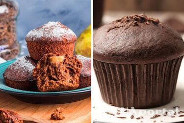 Recipe for chocolate muffins with pear: kids will be thrilled