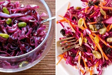 Полезная закуска: рецепт запеченной красной капусты с орешками