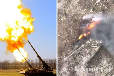 Украинские артиллеристы показали мощное уничтожение группы оккупантов в окопе и вражеского танка (видео)