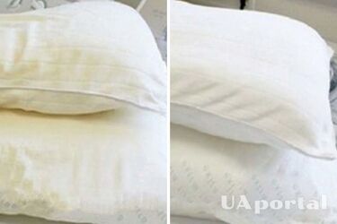 Как очистить пожелтевшие подушки
