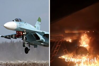 In russia, guerrillas set fire to an SU-27 fighter jet (video)
