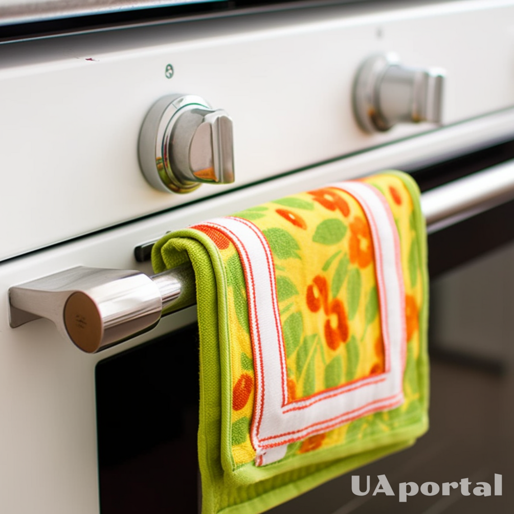 Чому не можна вішати кухонний рушник на дверцята духовки