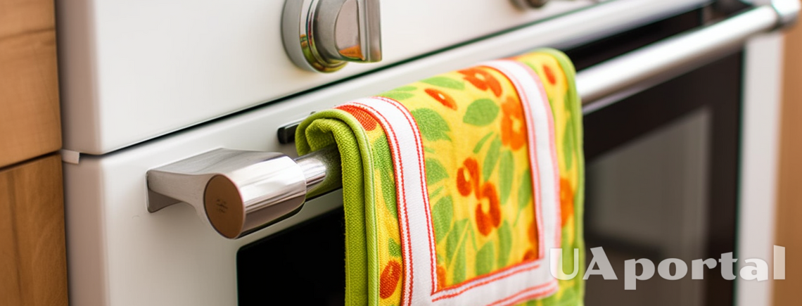 Чому не можна вішати кухонний рушник на дверцята духовки