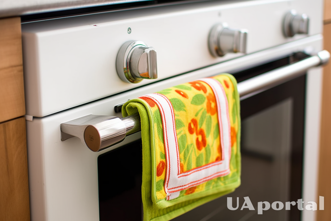 Чому не можна тримати кухонний рушник на дверцятах духовки