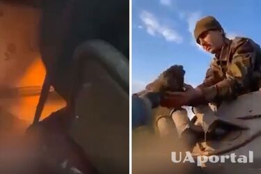 A video of the occupiers trying to extinguish a fire in an infantry fighting vehicle with their bare hands appeared online