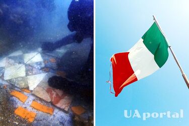 Near Naples, archaeologists discovered a marble inlaid floor of a flooded villa (photo)