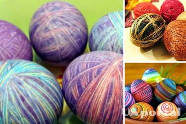 Eggs with abstract patterns: how to dye eggs with threads