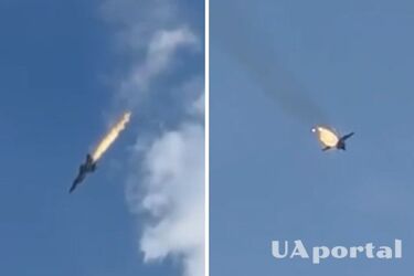 На россии истребитель МиГ-31 загорелся и упал в озеро (видео)