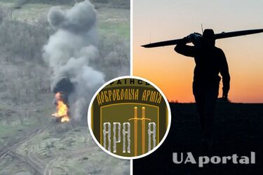 Бійці 8-го батальйону добровольців показали ефектне відео знищення повної боєприпасів вантажівки ворога