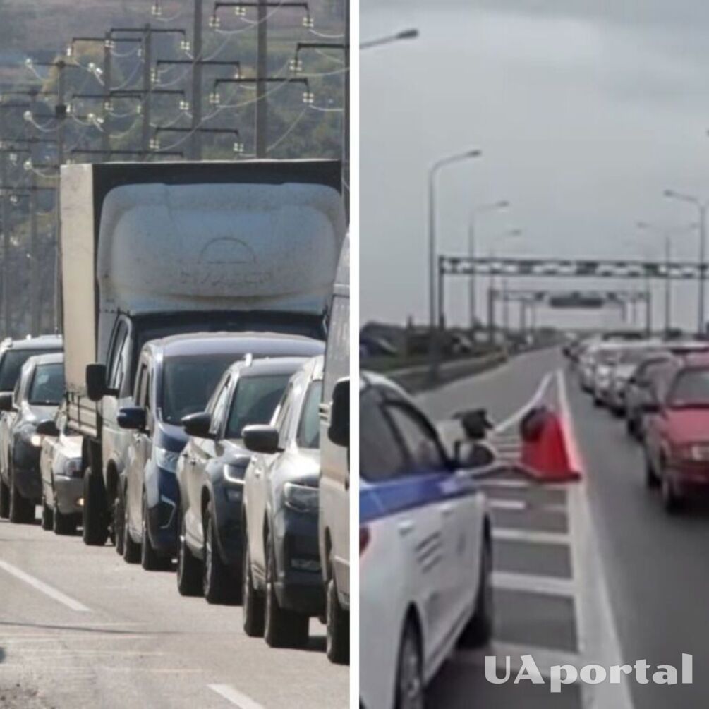 The military started writing vacation requests: Huge traffic jams formed on Kerch Bridge after fire at Sevastopol oil depot (video)