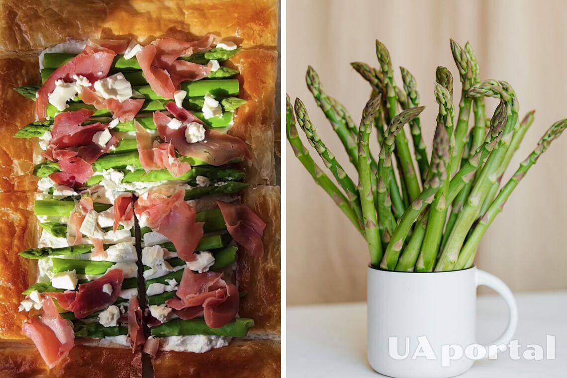 Delicious asparagus and cheese tart - pastries on puff pastry