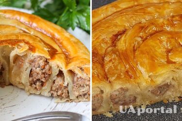 Без мороки з тістом: рецепт листкового пирога з фаршем