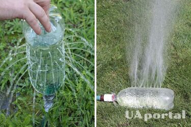 Как сделать поливалку из пластиковой бутылки и шланга с водой